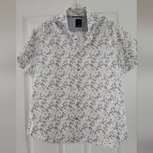 Men's White Floral Casual Button Down Shirt